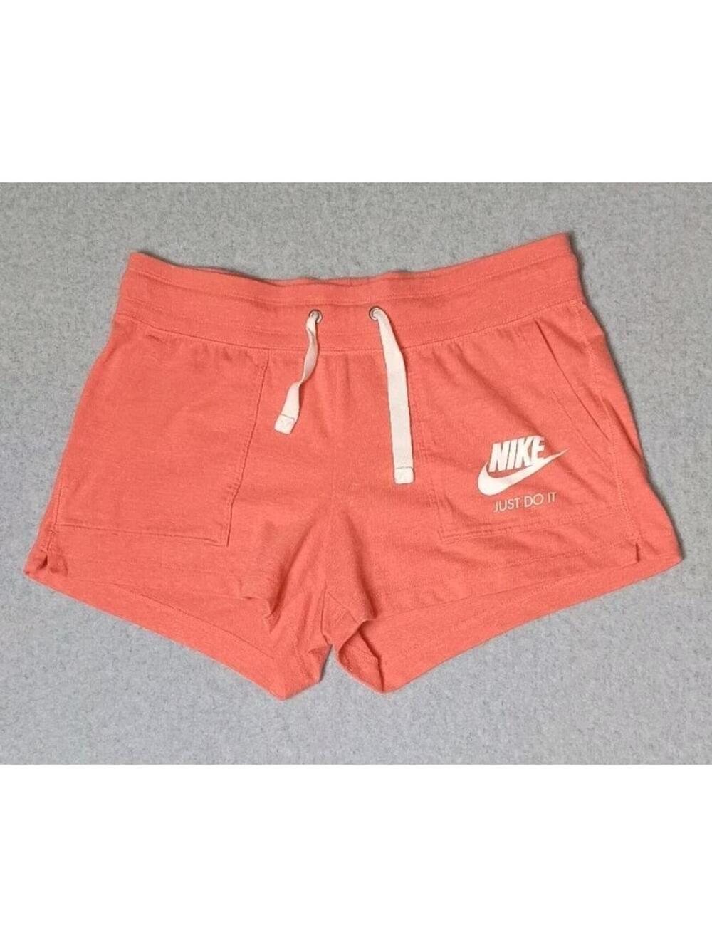 Nike Just Do It Athletic Shorts Womens Size Medium Coral Organic Cotton...